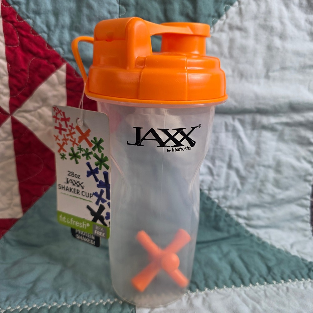 Fit & Fresh Jaxx Shaker Cup 28oz Orange Protein Mixer Bottle BPA Free New